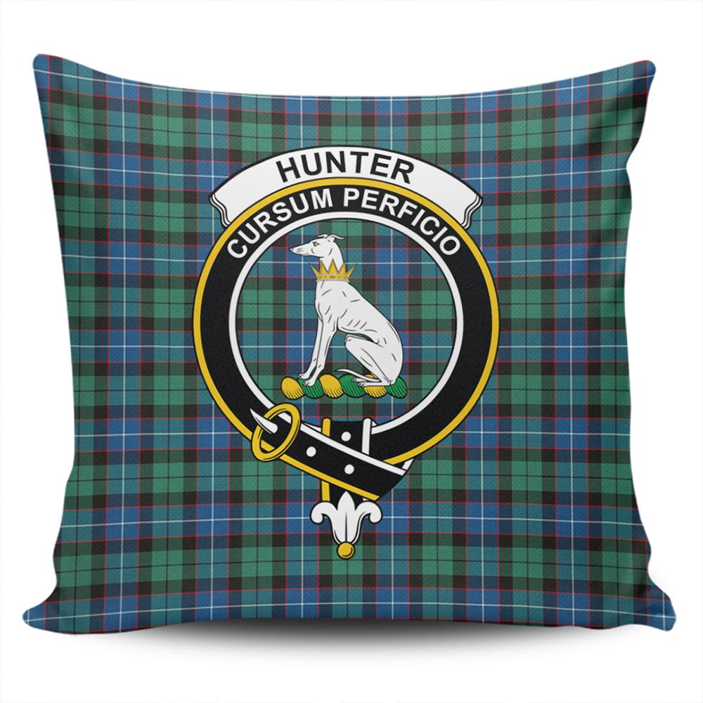Scottish Hunter Ancient Tartan Crest Pillow Cover - Tartan Cushion Cover