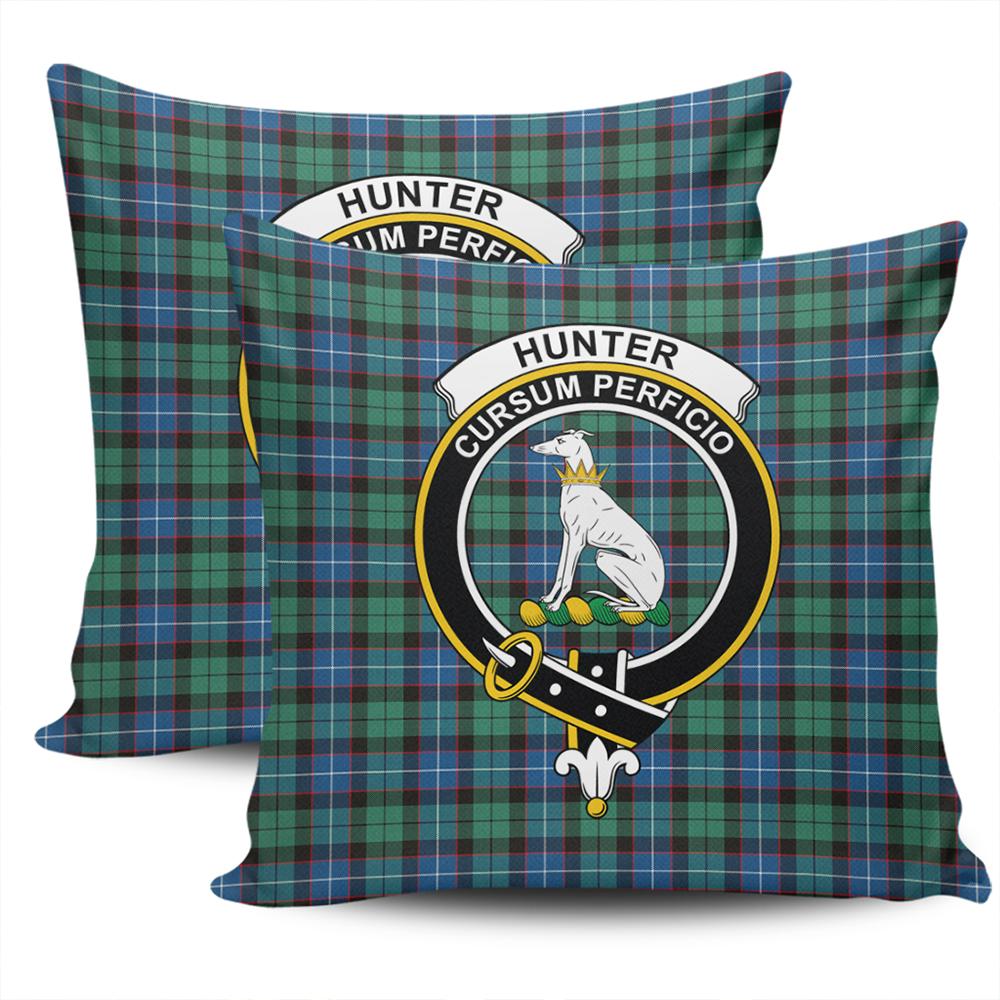 Scottish Hunter Ancient Tartan Crest Pillow Cover - Tartan Cushion Cover