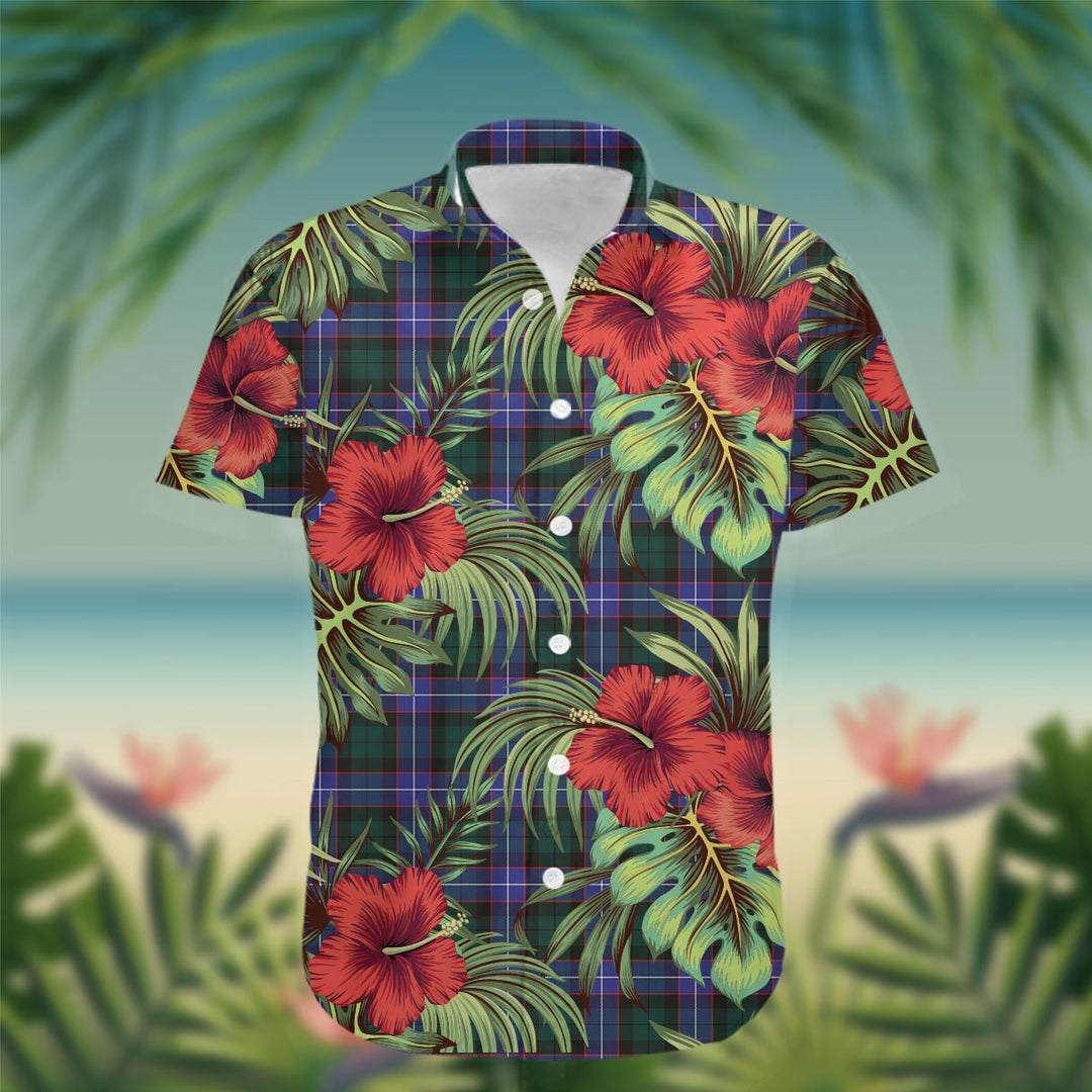 Hunter Tartan Hawaiian Shirt Hibiscus, Coconut, Parrot, Pineapple - Tropical Garden Shirt