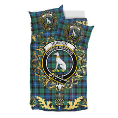 Hunter Ancient Tartan Crest Bedding Set - Golden Thistle Style