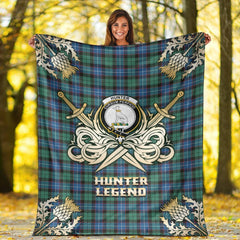 Hunter Ancient Tartan Gold Courage Symbol Blanket