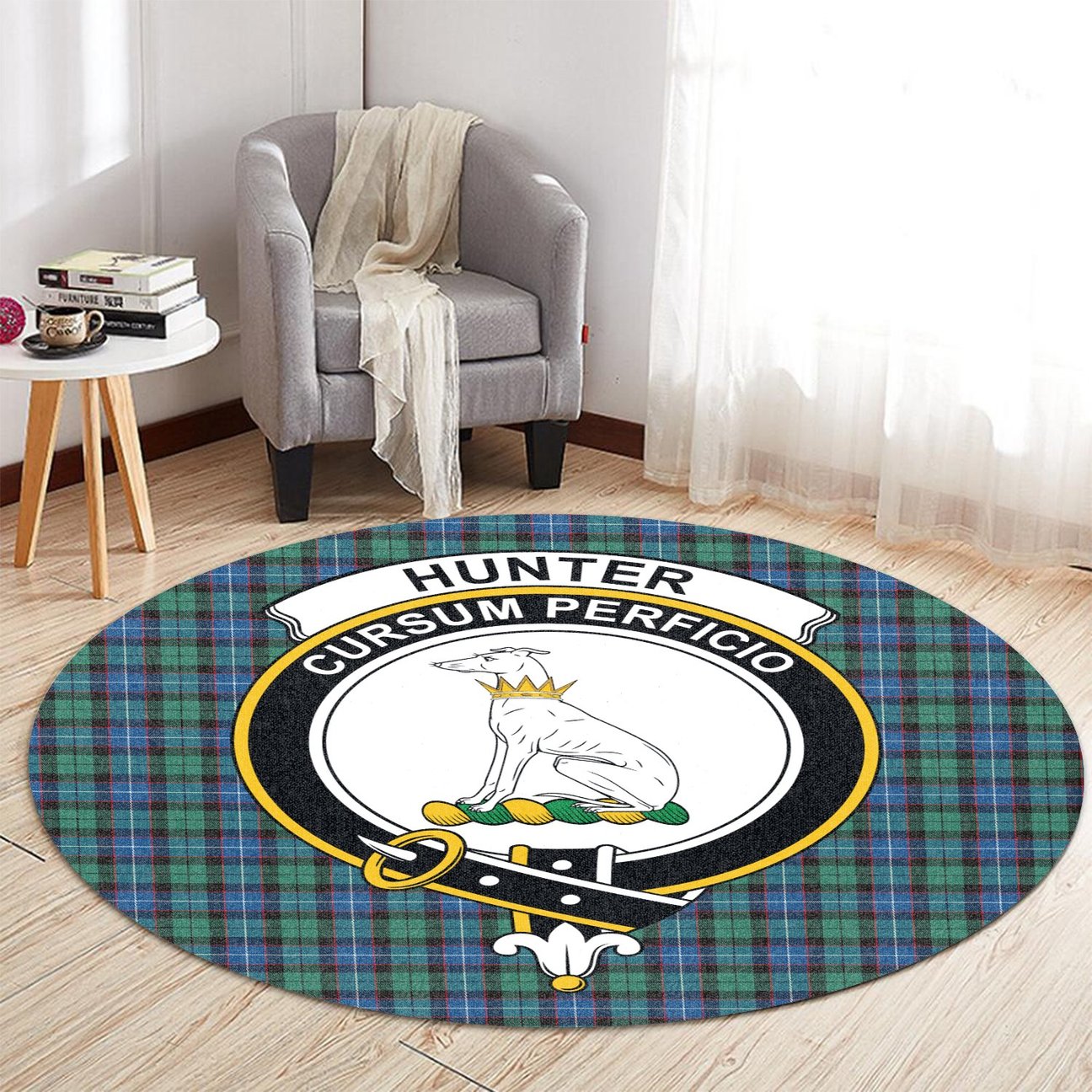 Hunter Ancient Tartan Crest Round Rug