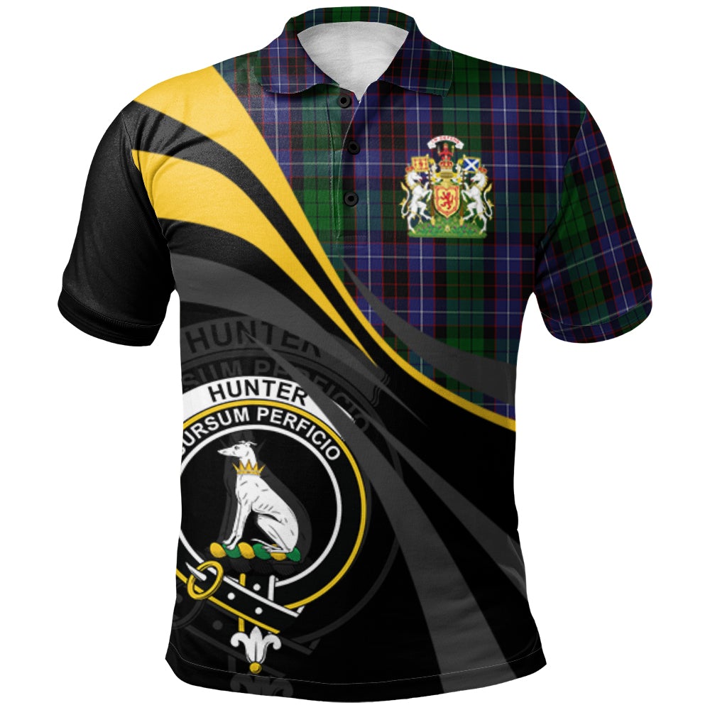 Hunter of Peebleshire Tartan Polo Shirt - Royal Coat Of Arms Style