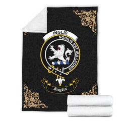 Inglis Crest Tartan Premium Blanket Black