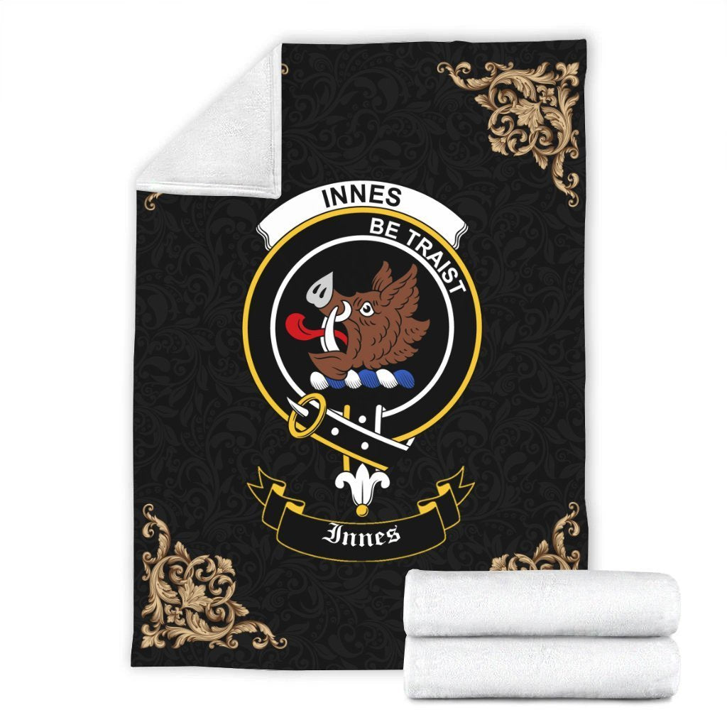 Innes Crest Tartan Premium Blanket Black