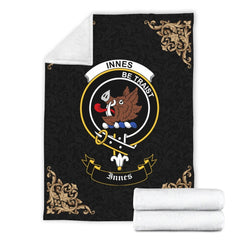 Innes Crest Tartan Premium Blanket Black