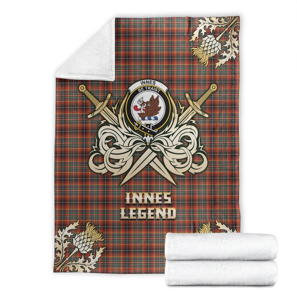 Innes Ancient Tartan Gold Courage Symbol Blanket