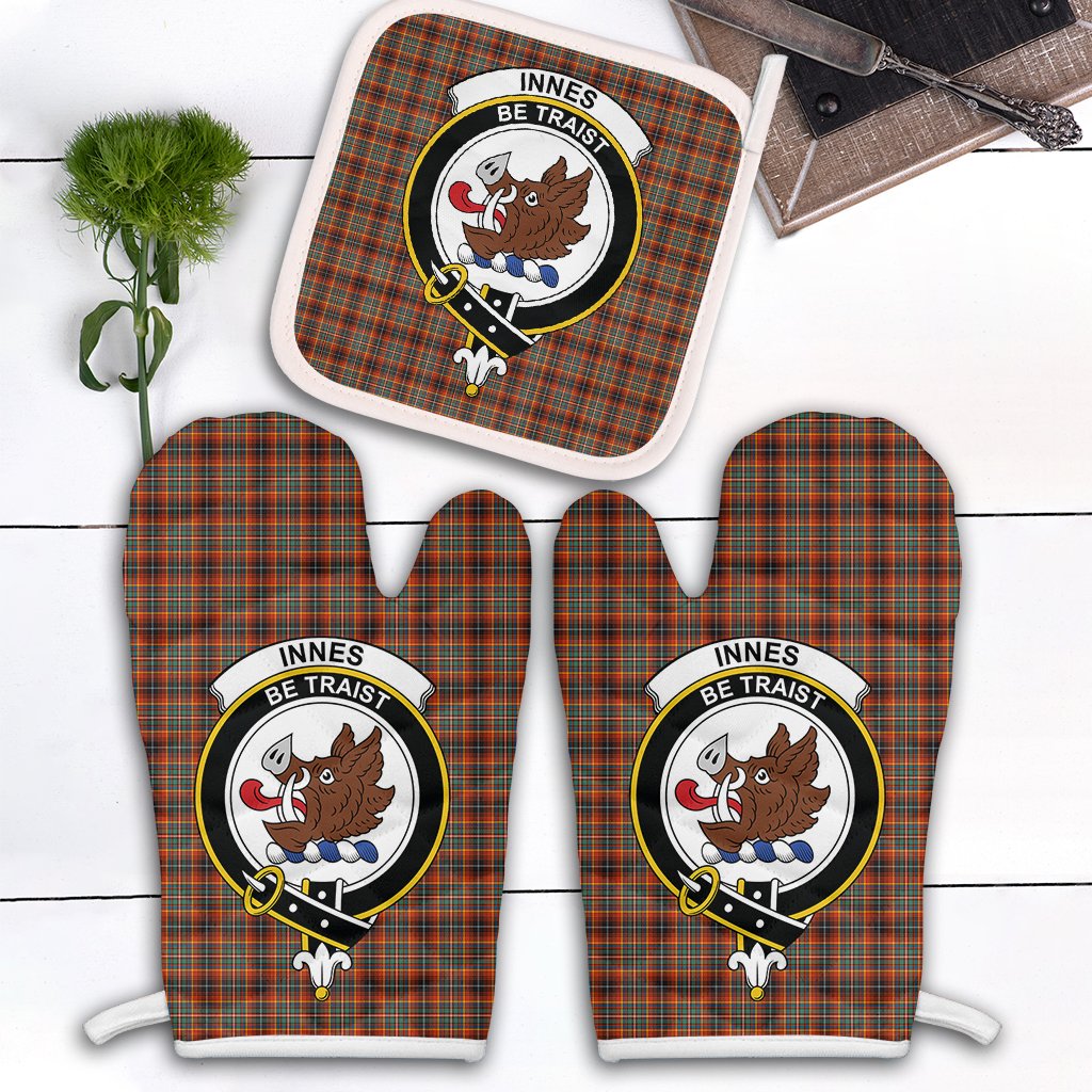 Innes Ancient Tartan Crest Oven Mitt And Pot Holder (2 Oven Mitts + 1 Pot Holder)