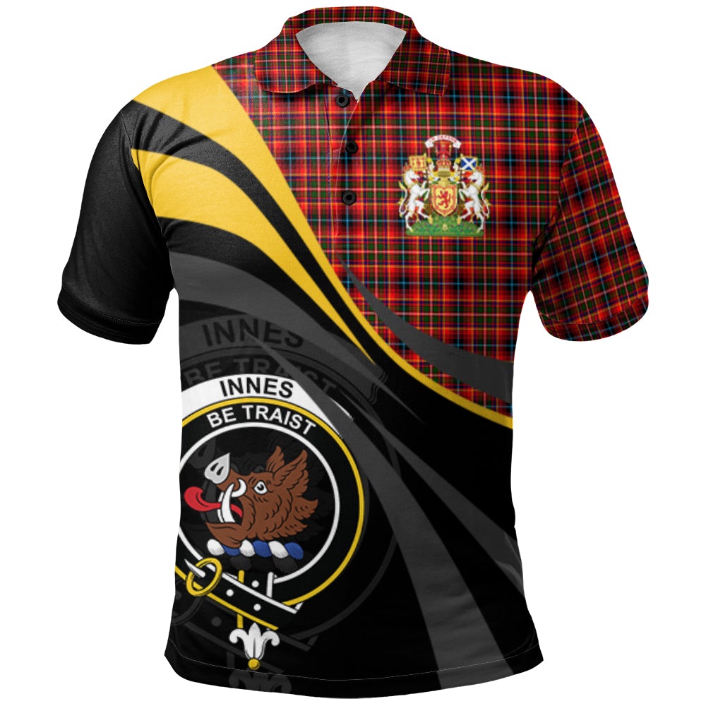 Innes Modern Tartan Polo Shirt - Royal Coat Of Arms Style