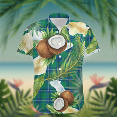 Irvine Tartan Hawaiian Shirt Hibiscus, Coconut, Parrot, Pineapple - Tropical Garden Shirt
