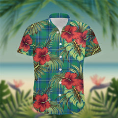 Irvine Tartan Hawaiian Shirt Hibiscus, Coconut, Parrot, Pineapple - Tropical Garden Shirt