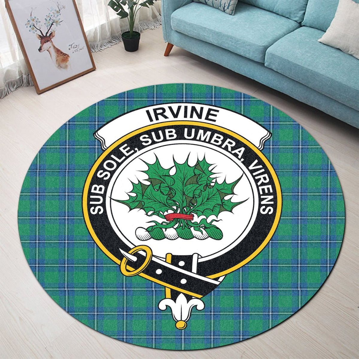 Irvine Ancient Tartan Crest Round Rug