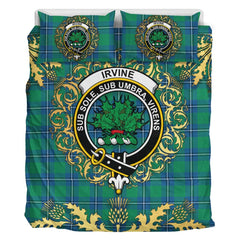 Irvine Ancient Tartan Crest Bedding Set - Golden Thistle Style