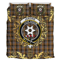 Jardine 02 Tartan Crest Bedding Set - Golden Thistle Style