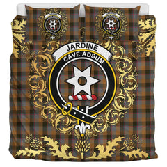 Jardine 02 Tartan Crest Bedding Set - Golden Thistle Style