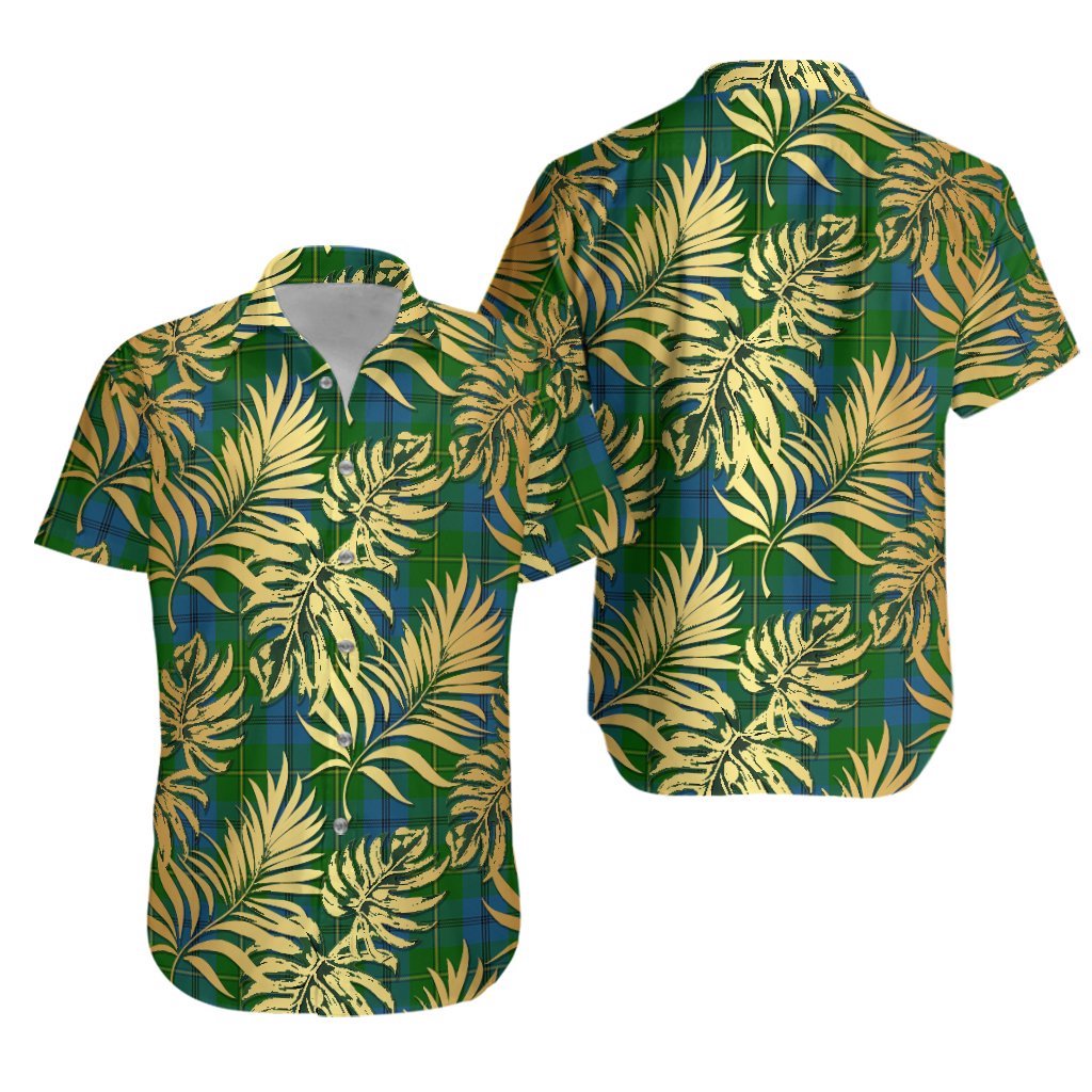 Johnston - Johnstone Tartan Vintage Leaves Hawaiian Shirt