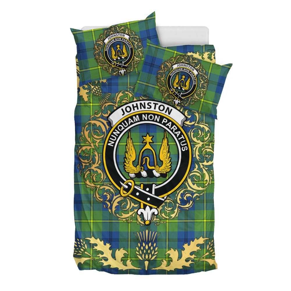 Johnston Ancient Tartan Crest Bedding Set - Golden Thistle Style