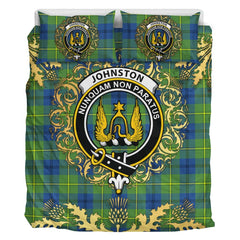 Johnston Ancient Tartan Crest Bedding Set - Golden Thistle Style