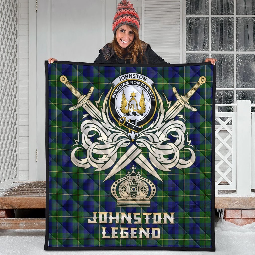 Johnston Modern Tartan Crest Legend Gold Royal Premium Quilt