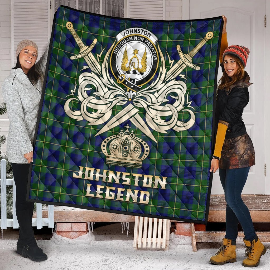 Johnston Modern Tartan Crest Legend Gold Royal Premium Quilt