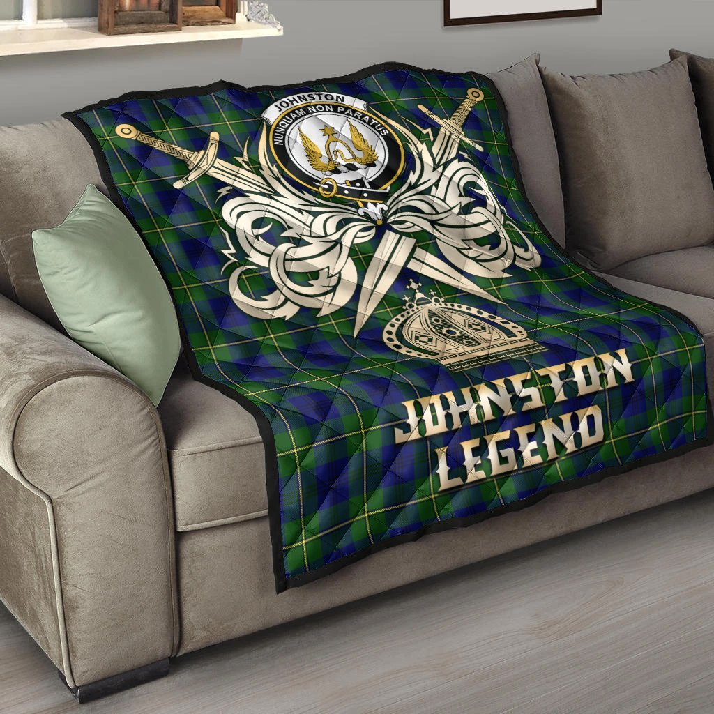 Johnston Modern Tartan Crest Legend Gold Royal Premium Quilt