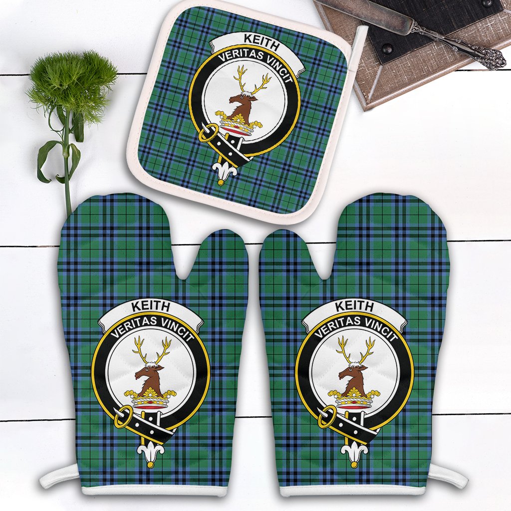 Keith Ancient Tartan Crest Oven Mitt And Pot Holder (2 Oven Mitts + 1 Pot Holder)