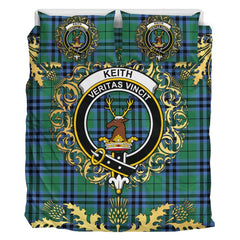 Keith Ancient Tartan Crest Bedding Set - Golden Thistle Style