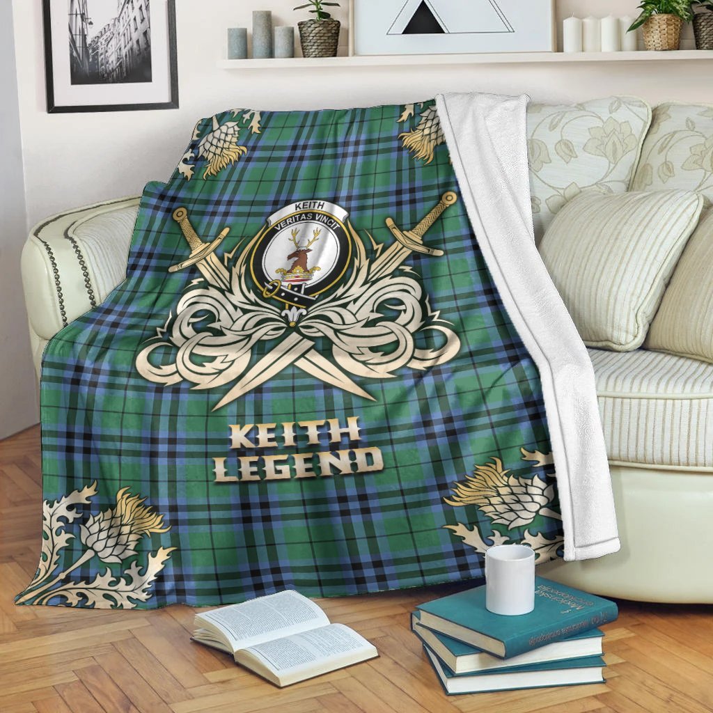 Keith Ancient Tartan Gold Courage Symbol Blanket