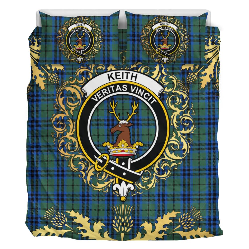 Keith Tartan Crest Bedding Set - Golden Thistle Style