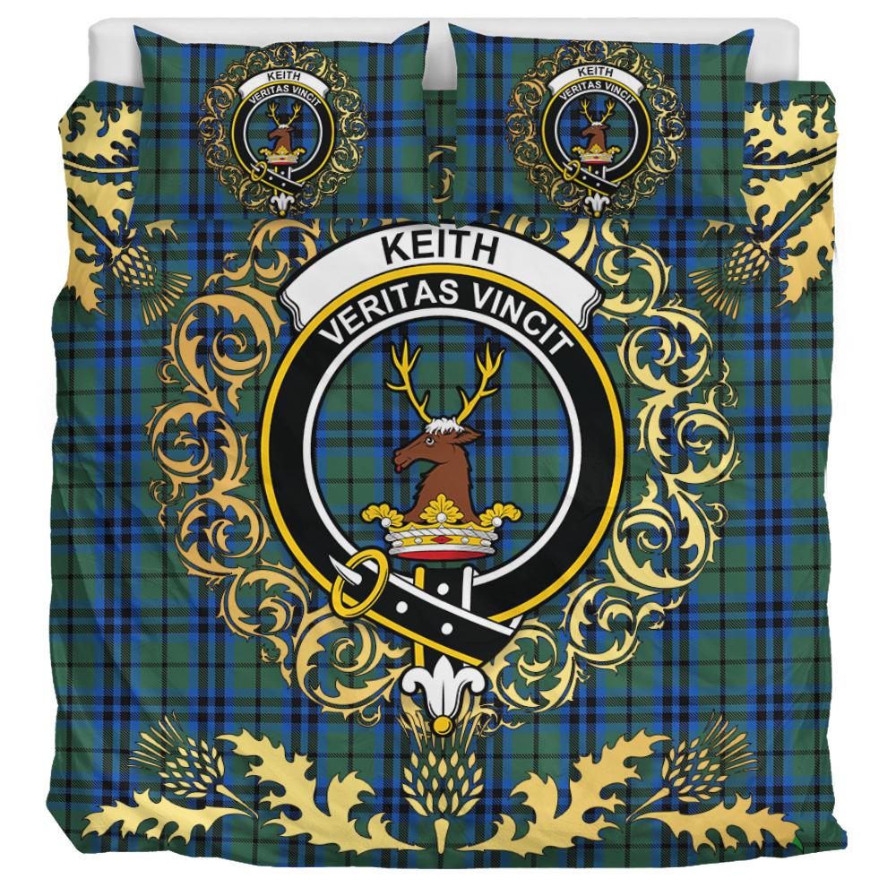 Keith Tartan Crest Bedding Set - Golden Thistle Style