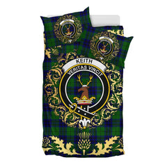 Keith Modern Tartan Crest Bedding Set - Golden Thistle Style