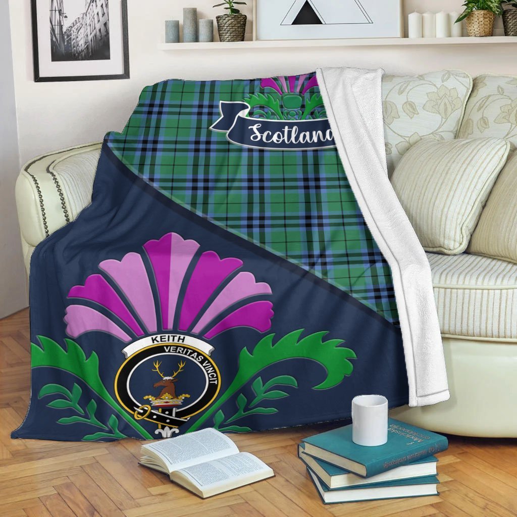 Keith Tartan Crest Premium Blanket - Thistle Style
