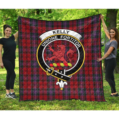 Kelly of Sleat Red Tartan Crest Quilt
