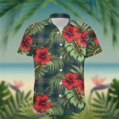 Kennedy Tartan Hawaiian Shirt Hibiscus, Coconut, Parrot, Pineapple - Tropical Garden Shirt