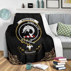 Kennedy Crest Tartan Premium Blanket Black