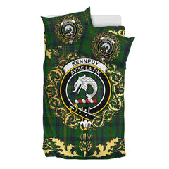 Kennedy Tartan Crest Bedding Set - Golden Thistle Style