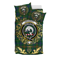 Kennedy 2 Tartan Crest Bedding Set - Golden Thistle Style