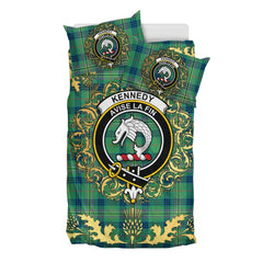 Kennedy Ancient Tartan Crest Bedding Set - Golden Thistle Style