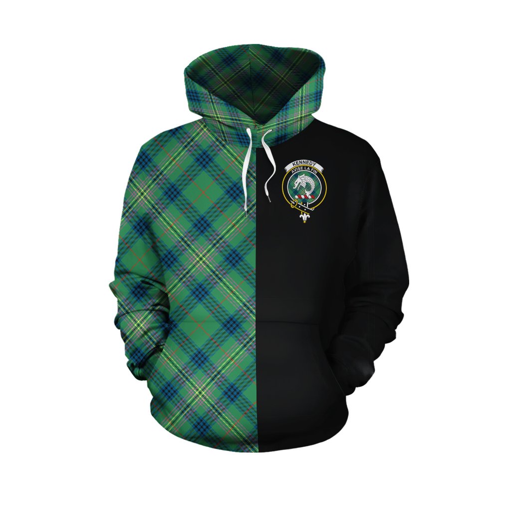 Kennedy Ancient Tartan Hoodie Half of Me - Cross Style