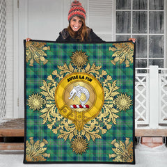 Kennedy Ancient Tartan Crest Premium Quilt - Gold Thistle Style