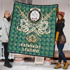 Kennedy Ancient Tartan Crest Legend Gold Royal Premium Quilt