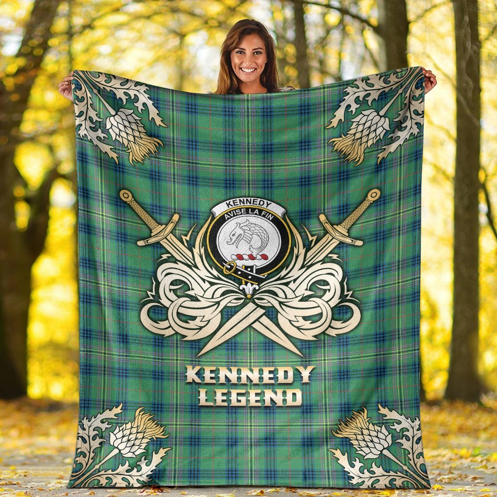 Kennedy Ancient Tartan Gold Courage Symbol Blanket