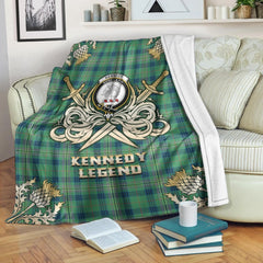 Kennedy Ancient Tartan Gold Courage Symbol Blanket