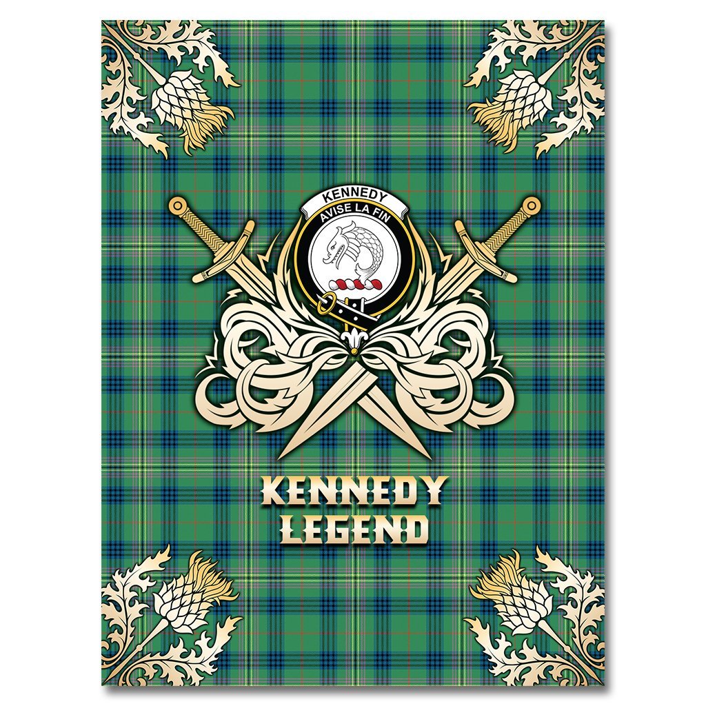 Kennedy Ancient Tartan Gold Courage Symbol Blanket