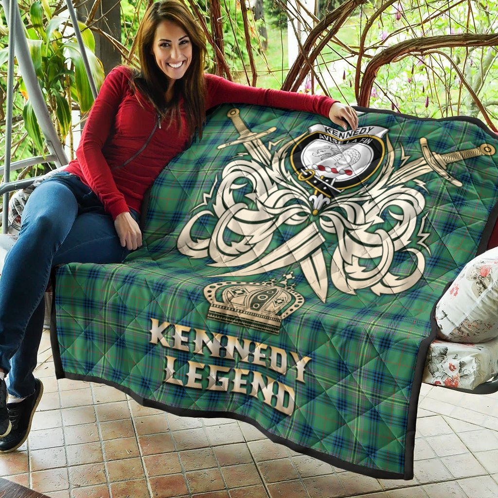 Kennedy Ancient Tartan Crest Legend Gold Royal Premium Quilt