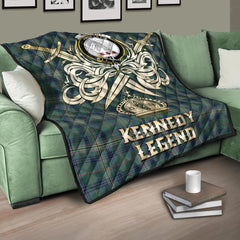 Kennedy Modern Tartan Crest Legend Gold Royal Premium Quilt