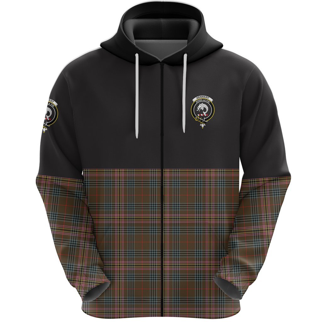 Kennedy Weathered Clan Half Of Tartan Zipper Hoodie