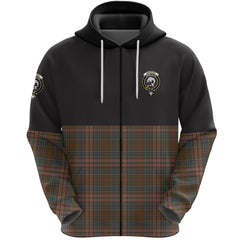 Kennedy Weathered Clan Half Of Tartan Zipper Hoodie