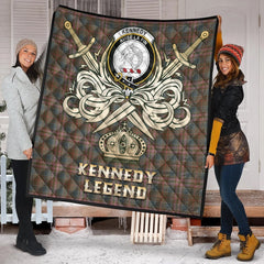 Kennedy Weathered Tartan Crest Legend Gold Royal Premium Quilt