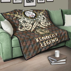 Kennedy Weathered Tartan Crest Legend Gold Royal Premium Quilt